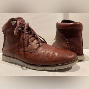 UGG Harvin Treadlite Burgundy Red Leather Lace Up Ankle Boot Men’s Size 11